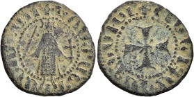 ARMENIA, Cilician Armenia. Royal. Gosdantin I, 1298-1299. Kardez (Bronze, 20 mm, 2.59 g, 9 h), Sis. +ԿՈՍՏԱՆԴԻԱՆ ՈՍ ԹԱԳ ՈՐ ('Gosdantin King' in Armenia...