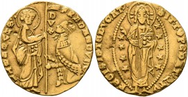 ITALY. Venezia (Venice). Francesco Dandolo, 1328-1339. Ducat (Gold, 19 mm, 3.52 g, 7 h). St. Mark standing right, presenting banner to Doge kneeling l...