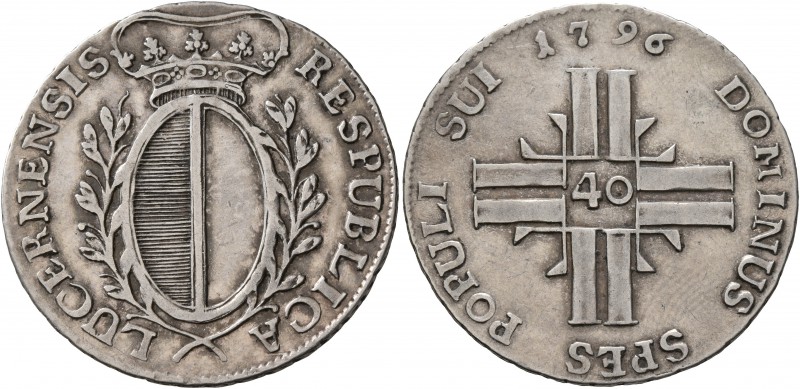 SWITZERLAND. Luzern. Luzern. 10 Batzen (Silver, 29 mm, 7.26 g, 6 h), 1796. RES P...