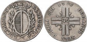 SWITZERLAND. Luzern. Luzern. 10 Batzen (Silver, 29 mm, 7.26 g, 6 h), 1796. RES PUBLICA LUCERNENSIS Crowned coat of arms. Rev. DOMINUS SPES POPULI SUI ...