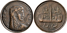 PADUAN MEDALS. Alexander III ‘the Great’, 336-323 BC. 'Contorniate' (Bronze, 38 mm, 31.43 g, 1 h), a late 17th or early 18th century cast. ALIXANDER (...