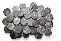 A lot containing 50 bronze coins. All: Greek. Fine to about very fine. LOT SOLD AS IS, NO RETURNS. 50 coins in lot.
