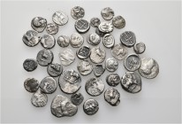 A lot containing 41 silver coins. Includes: Mostly Greek, few Roman. Fine to very fine. LOT SOLD AS IS, NO RETURNS. 41 coins in lot.