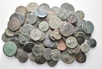 A lot containing 85 bronze coins. All: Roman Provincial. Fair to fine. LOT SOLD AS IS, NO RETURNS. 85 coins in lot.