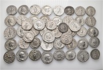A lot containing 48 silver coins. All: Roman Antoniniani. About very fine to good very fine. LOT SOLD AS IS, NO RETURNS. 48 coins in lot.