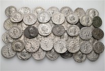 A lot containing 49 silver coins. All: Roman Antoniniani. About very fine to good very fine. LOT SOLD AS IS, NO RETURNS. 49 coins in lot.