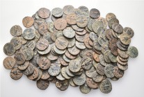 A lot containing 141 bronze coins. All: Late Roman Folles. Fair to good fine. LOT SOLD AS IS, NO RETURNS. 141 coins in lot.