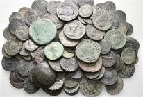 A lot containing 129 bronze coins. Includes: Roman Provincial, Roman Imperial and Byzantine. Fine to very fine. LOT SOLD AS IS, NO RETURNS. 129 coins ...
