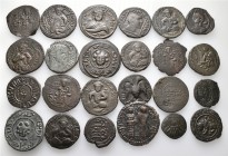 A lot containing 24 bronze coins. All: Artuqids. Fair to about very fine. LOT SOLD AS IS, NO RETURNS. 24 coins in lot.