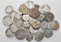 A lot containing 32 silver, 3 bronze coins and 1 lead seal. All: Medieval. Fine to very fine. LOT SOLD AS IS, NO RETURNS. 36 items in lot.