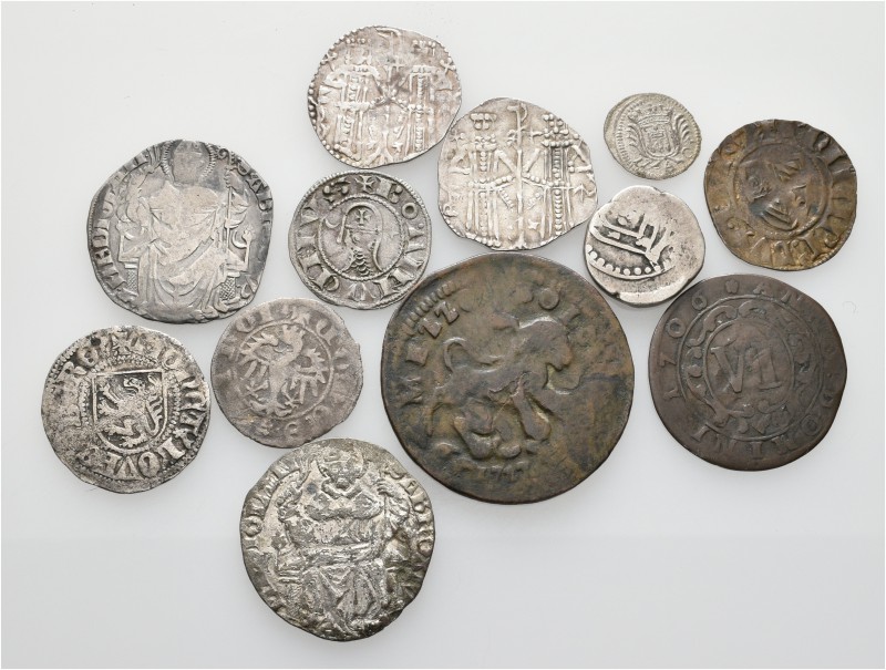 A lot containing 9 silver and 3 bronze coins. Includes: Medieval and Modern. Fin...