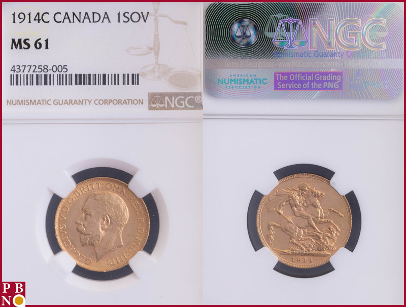 Sovereign, 1914C (Ottawa mint), Gold, Fr. 2, in NGC holder nr. 4377258-005. NO (...