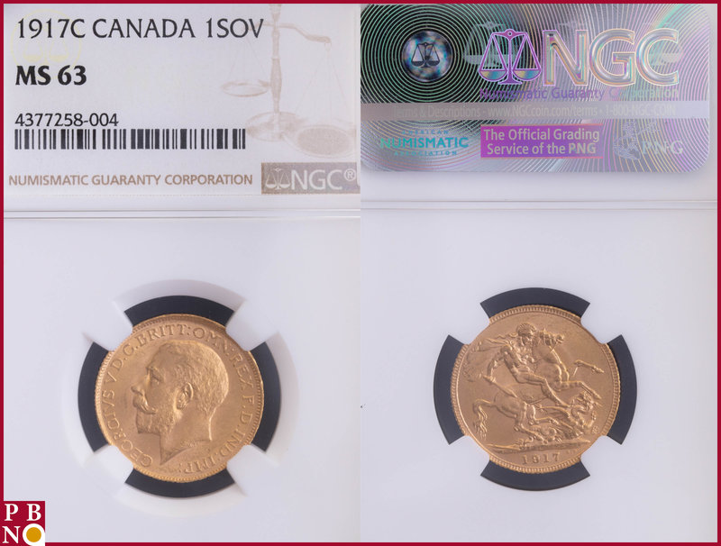 Sovereign, 1917C (Ottawa mint), Gold, Fr. 2, in NGC holder nr. 4377258-004. NO (...