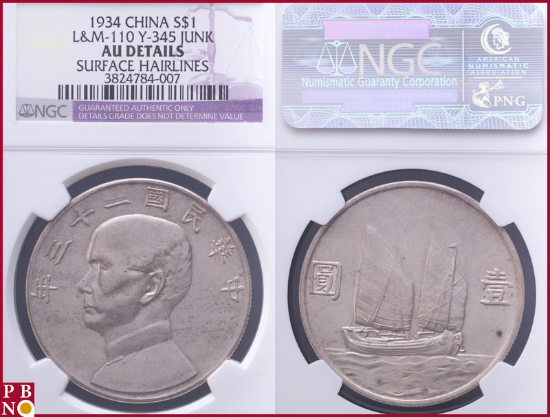 Junk Dollar, 1934, Silver, L&M-110, KM Y-345, in NGC holder nr. 3824784-007, sur...