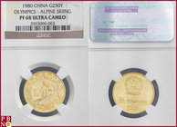 250 Yuan, 1980, Olympics-Alpine Skiing, Gold, Fr. 7, in NGC holder nr. 3593096-063. NO (0%) BUYER'S PREMIUM ON THIS LOT.

PF 68 Ultra Cameo