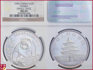 10 Yuan, 1990, 1 ounce Silver Panda Large Date, KM Y-237, in NGC holder nr. 3593096-006

MS 69