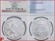10 Yuan, 1992, 1 ounce Silver Panda Large Date, KM Y-346, in NGC holder nr. 3593096-010

MS 68