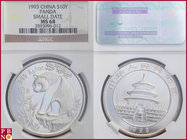 10 Yuan, 1993, 1 ounce Silver Panda Small Date, KM Y-361, in NGC holder nr. 3593096-012

MS 68