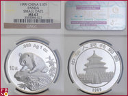 10 Yuan, 1999, 1 ounce Silver Panda Small Date, KM Y-931, in NGC holder nr. 3593096-027

MS 67