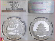10 Yuan, 2000, 1 ounce Silver Panda Frosted Ring, KM Y-979, in NGC holder nr. 3593096-030

MS 68