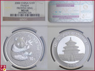 10 Yuan, 2000, 1 ounce Silver Panda Frosted Ring, KM Y-979, in NGC holder nr. 3593096-028

MS 67