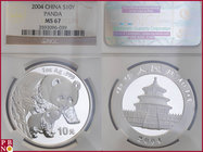 10 Yuan, 2004, 1 ounce Silver Panda, KM Y-1528, in NGC holder nr. 3593096-039

MS 67