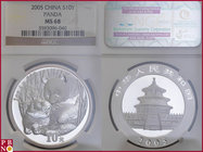 10 Yuan, 2005, 1 ounce Silver Panda, KM Y-1589, in NGC holder nr. 3593096-040

MS 68