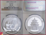 10 Yuan, 2009, 1 ounce Silver Panda, KM Y-1896, in NGC holder nr. 3593096-049

MS 68