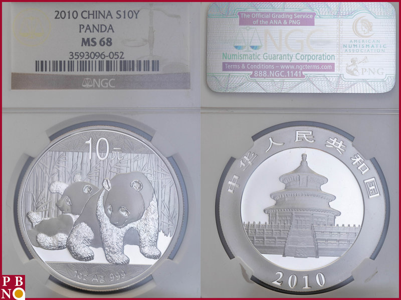10 Yuan, 2010, 1 ounce Silver Panda, KM Y-1931, in NGC holder nr. 3593096-052
...