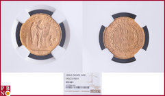 20 Francs 1896A Fasces / Faisceau, Gold, Fr 592, Gad 1063, in NGC holder nr. 4377084-043. Population (NGC/PCGS combined): 11. NO (0%) BUYER'S PREMIUM ...