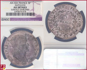 5 Francs, AN XI A, Silver, Napoleon Bonaparte Premier Consul, Gad 577 in NGC holder nr. 3393675-018, surface hairlines which are not compromising a be...
