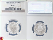 1 Mark, 1880 A, Silver, KM 7, J. 9, in NGC holder nr. 3393675-023

MS 62