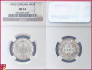 1 Mark, 1904 D, Silver, KM 14, J. 17, in NGC holder nr. 3393675-028

MS 63