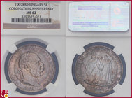 Francis Joseph I (1848-1916), 5 Korona, 1907 KB (Kremnica / Kremnitz mint), Silver, Coronation Anniversary, KM 488, Her 779, in NGC holder nr. 3396375...