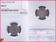50 Centesimi, 1892 R, Silver, KM 26, in NGC holder nr. 4377315-002

MS 62