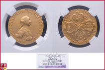 Peter III (1762), 5 roubles, 1762 St. Petersburg mint, Gold, Fr 127, Bitkin 3, in NGC holder nr. 3824723-002, removed from jewelry. Pleasing coin, ver...