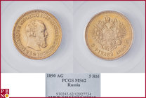 Alexander III (1881-1894), 5 roubles, 1890 ΑΓ (Apollo Grashof mintmaster), Gold, Fr 169, Bitkin 35, in PCGS holder nr. 930245.62/1297734. NO (0%) BUYE...