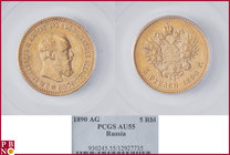 Alexander III (1881-1894), 5 roubles, 1890 ΑΓ (Apollo Grashof mintmaster), Gold, Fr 169, Bitkin 35, in PCGS holder nr. 930245.55/1297735. NO (0%) BUYE...