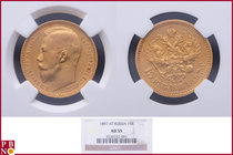 Nicholas II (1894-1917), 15 roubles, 1897 ΑΓ (Apollo Grashof mintmaster), Gold, Fr 177, Bitkin 2, in NGC holder nr. 3236222-001. NO (0%) BUYER'S PREMI...