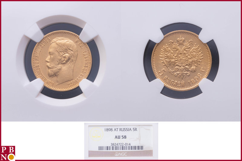 Nicholas II (1894-1917), 5 roubles, 1898 ΑΓ (Apollo Grashof mintmaster), Gold, F...