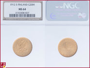 Nicholas II (1894-1917), 20 Markkaa, 1904 Helsinki mint, L (Isac Sundell mintmaster), Gold, Fr 3, Bitkin 386, in NGC holder nr. 3133307-011. NO (0%) B...