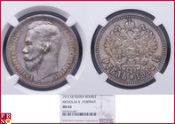 Nicholas II (1894-1917), 1 Ruble, 1912 ЭБ (Elikum Babayants mintmaster), Silver, Nicholas II – Portrait, KM Y-59.3, Bitkin 66, in NGC holder nr. 43773...