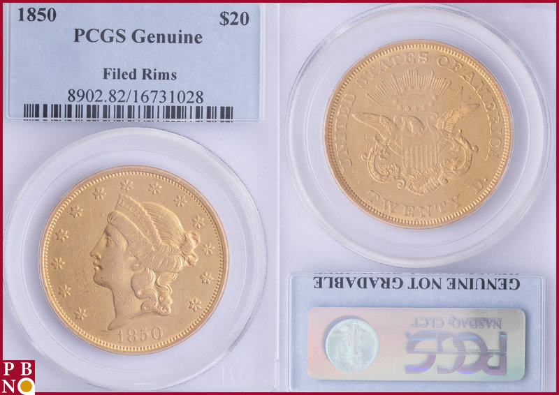 20 Dollars, 1850, Gold, Fr. 169, Filed Rims, in PCGS holder nr. 8902.82/16731028...