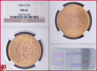 20 Dollars, 1884-S, (San Francisco mint), Gold, Fr. 177, in NGC holder nr. 3587736-009. NO (0%) BUYER'S PREMIUM ON THIS LOT.

MS 62