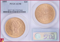 20 Dollars, 1895, Gold, Fr. 177, in PCGS holder nr. 9027.58/17297968. NO (0%) BUYER'S PREMIUM ON THIS LOT.

AU 58