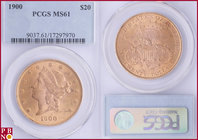 20 Dollars, 1900, Gold, Fr. 177, in PCGS holder nr. 9037.61/17297970. NO (0%) BUYER'S PREMIUM ON THIS LOT.

MS 61