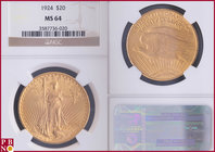 20 Dollars, 1924, Gold, Fr. 185, in NGC holder nr. 3587736-020. NO (0%) BUYER'S PREMIUM ON THIS LOT.

MS 64