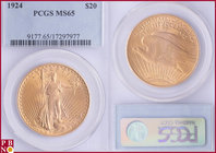 20 Dollars, 1924, Gold, Fr. 185, in PCGS holder nr. 9177.65/17297977. NO (0%) BUYER'S PREMIUM ON THIS LOT.

MS 65