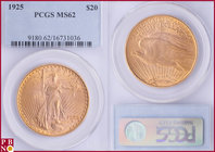 20 Dollars, 1925, Gold, Fr. 185, in PCGS holder nr. 9180.62/16731036. NO (0%) BUYER'S PREMIUM ON THIS LOT.

MS 62