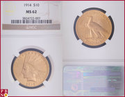 10 Dollars, 1914, Gold, Fr. 166, in NGC holder nr. 3824722-007. NO (0%) BUYER'S PREMIUM ON THIS LOT.

MS 62